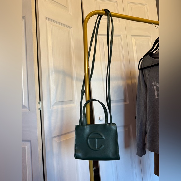 Telfar Small Shopping Bag Mini Tote with Crossbody Strap Dark Olive EUC - Picture 3 of 8